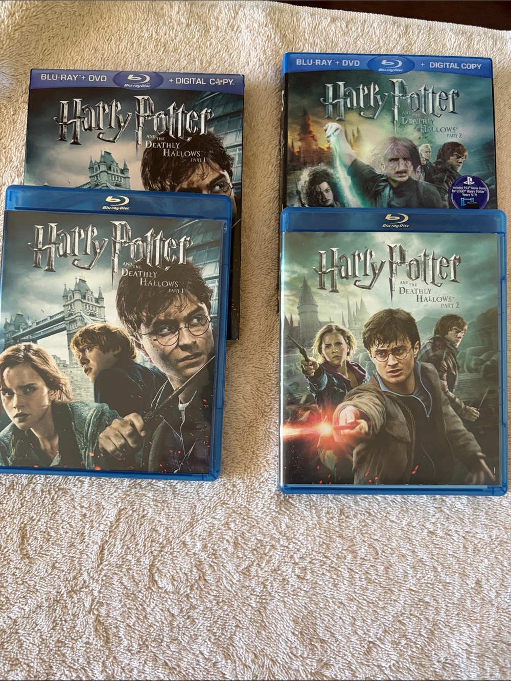Harry Potter Deathly Hallows Part 1 & 2 Blu-ray + DVD + digital copy NWOT